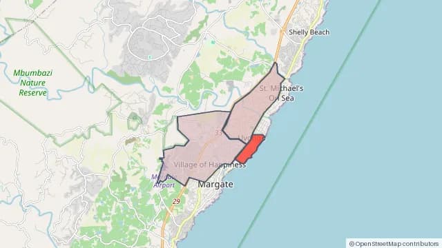 Map of areas affected by the power outage around Manaba Beach
