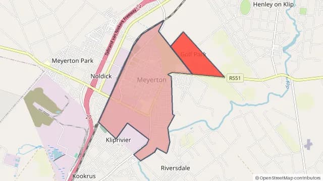 Map of areas affected by the power outage around Golf Park