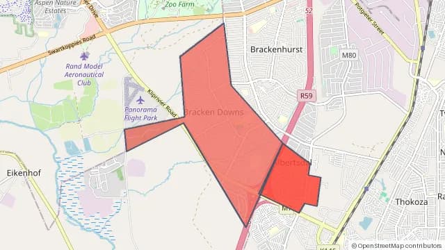Map of areas affected by the water outage around Albertsdal