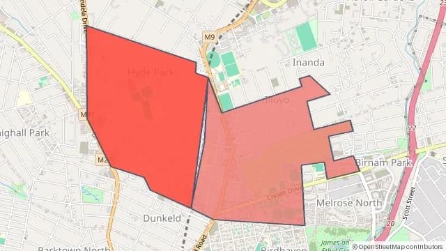Map of areas affected by the power outage around Hyde Park