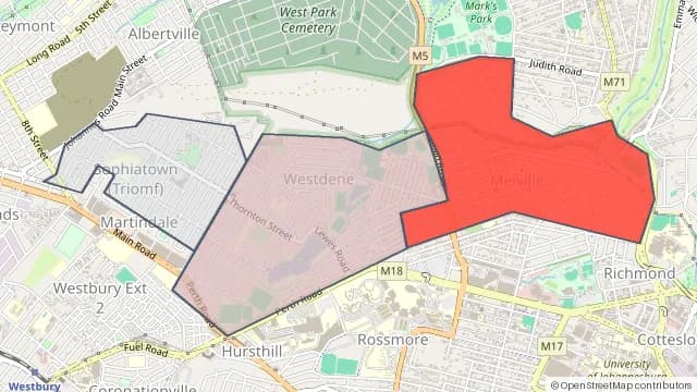 Map of areas affected by the water outage around Melville