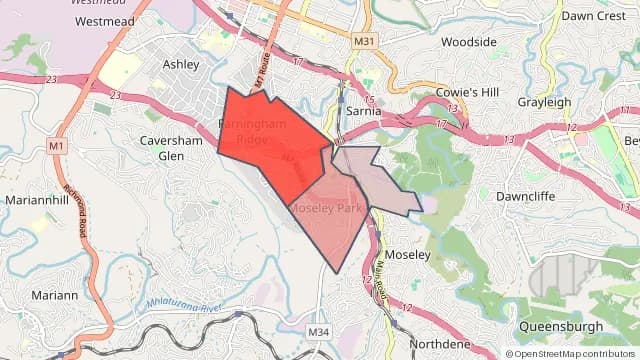 Map of areas affected by the power outage around Farningham Ridge